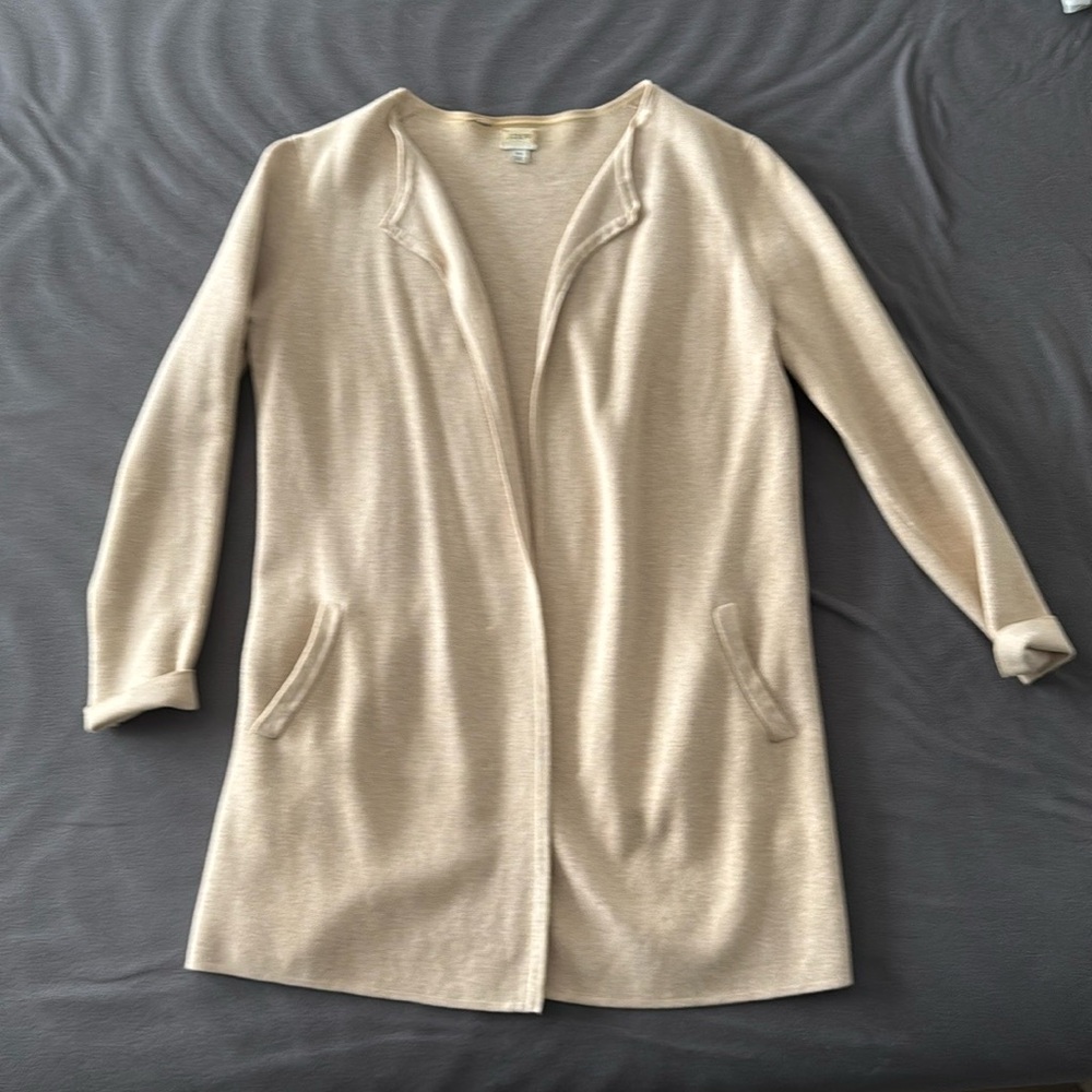 J. Crew Cream Open-Front Sweater
